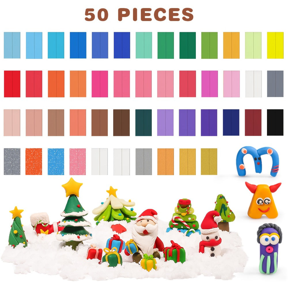 Polymer Clay Kit 50 or 100 Vibrant Colors – Oven Bake Modeling Clay with Sculpting Tools, Non-Toxic DIY Craft Set for Jewelry Making Miniatures Charms, Gift for Kids Teens Adults