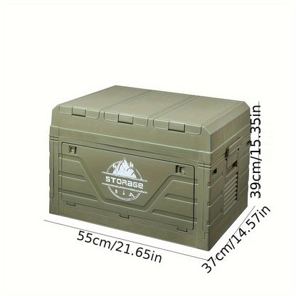 Large-Capacity Plastic Folding Box for Outdoor Use, Essential for Camping And Car Trunk Storage, with a Foldable Table And Storage Function