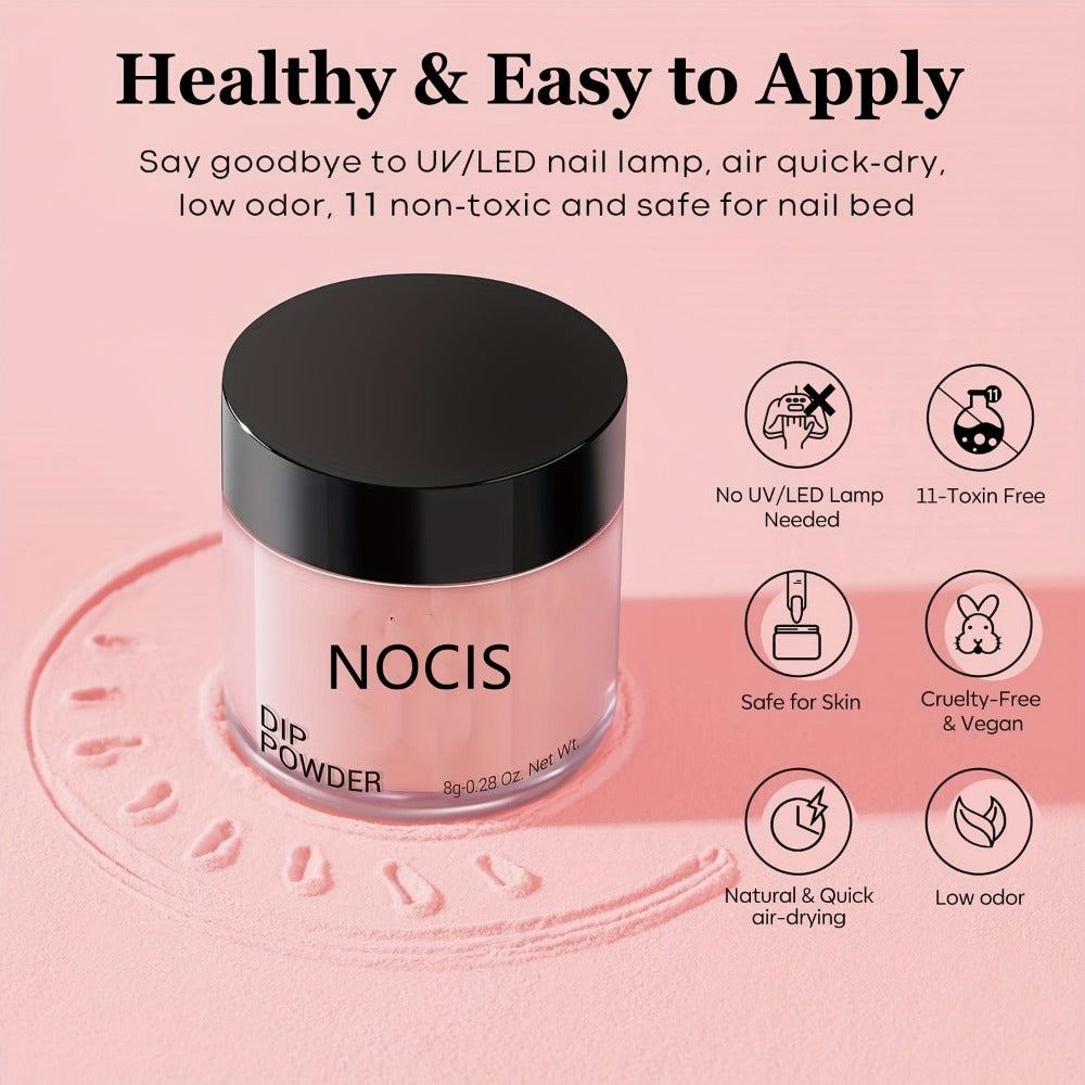 11-Piece Dip Powder Nail Kit Nude Grey Pink — 4 Colors Complete Dipping Set with Base Coat Activator Top Coat Nail Tools No Lamp French Manicure Gift for Women