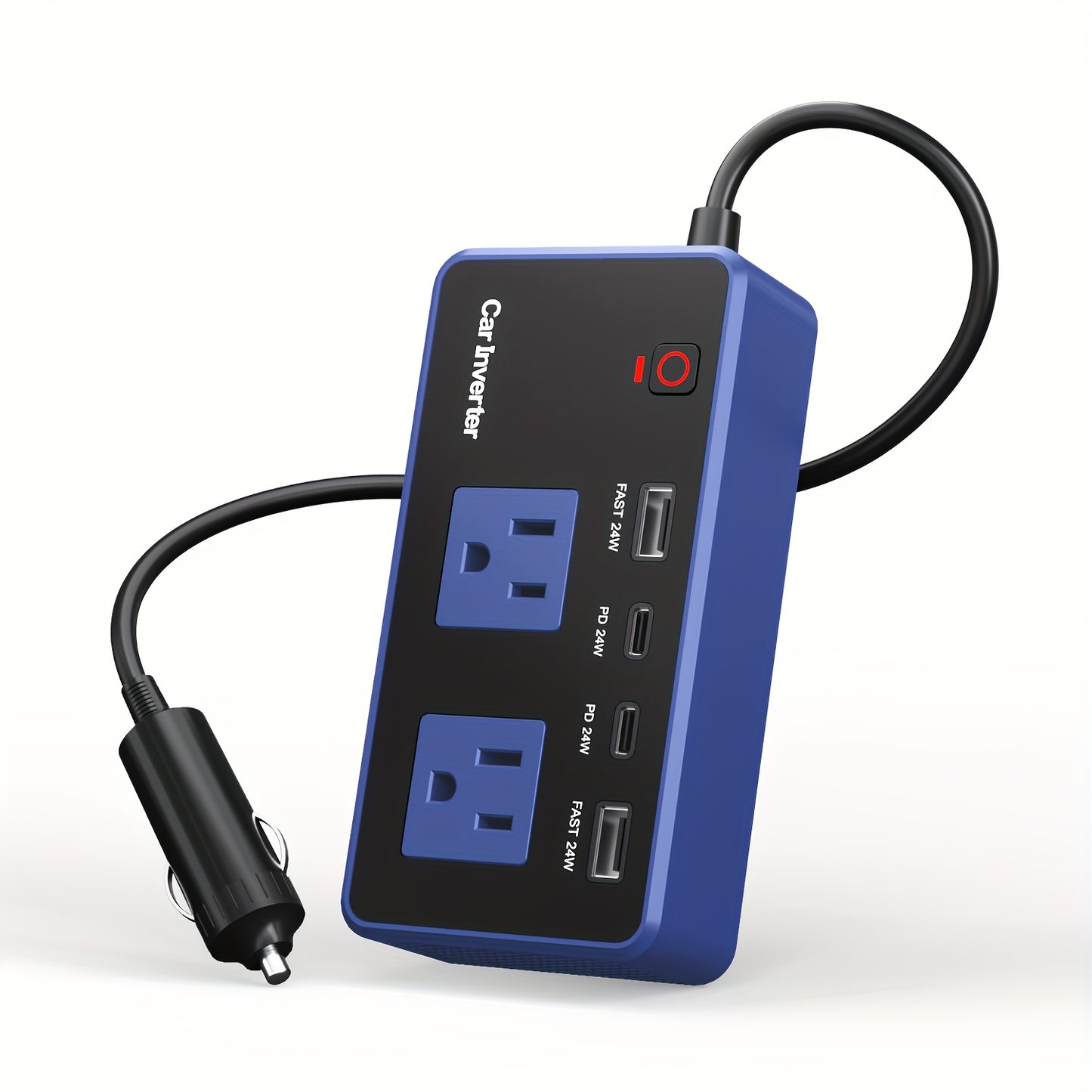 Power Inverter for Vehicles Car Accessories, USB Charger DC 12V to 110V Converter 200W Inverter Car Charger Adapter Outlet with USB Ports 4.8A 24W USB-C USB-A, Car Plug Adapter for Laptop Travel Camping Road Essentials Power Converter