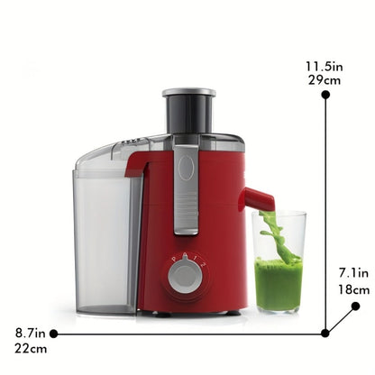 Centrifugal Juicer Wide Feed Chute - 2-Speed Juice Extractor for Fruits & Vegetables, Fast Juicing Machine, Easy to Clean, Compact Design for Home Kitchen, Red