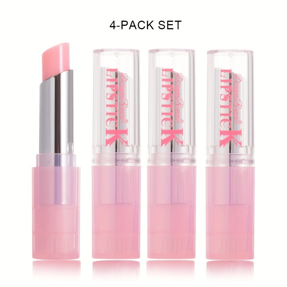 Color Changing Lip Balm Set 4Pcs Long-Lasting Moisturizing Hydrating Smudge-Proof Waterproof Temperature Sensitive Tinted Nourishing Lip Care Lipstick Gift for Women