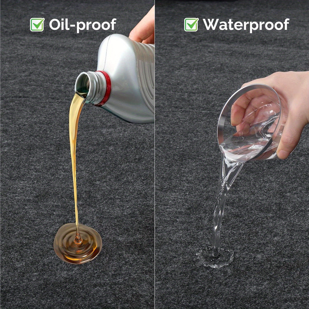 Oil-Absorbing Garage Floor Mat Set with Cleaning Brush, Durable PE Material | Can Be Cut to Size | Multi-Use Protective Mat for Suvs, Pickup Trucks, Motorcycles, Golf Carts & Repair Shops, about 2.55 Mm Thick