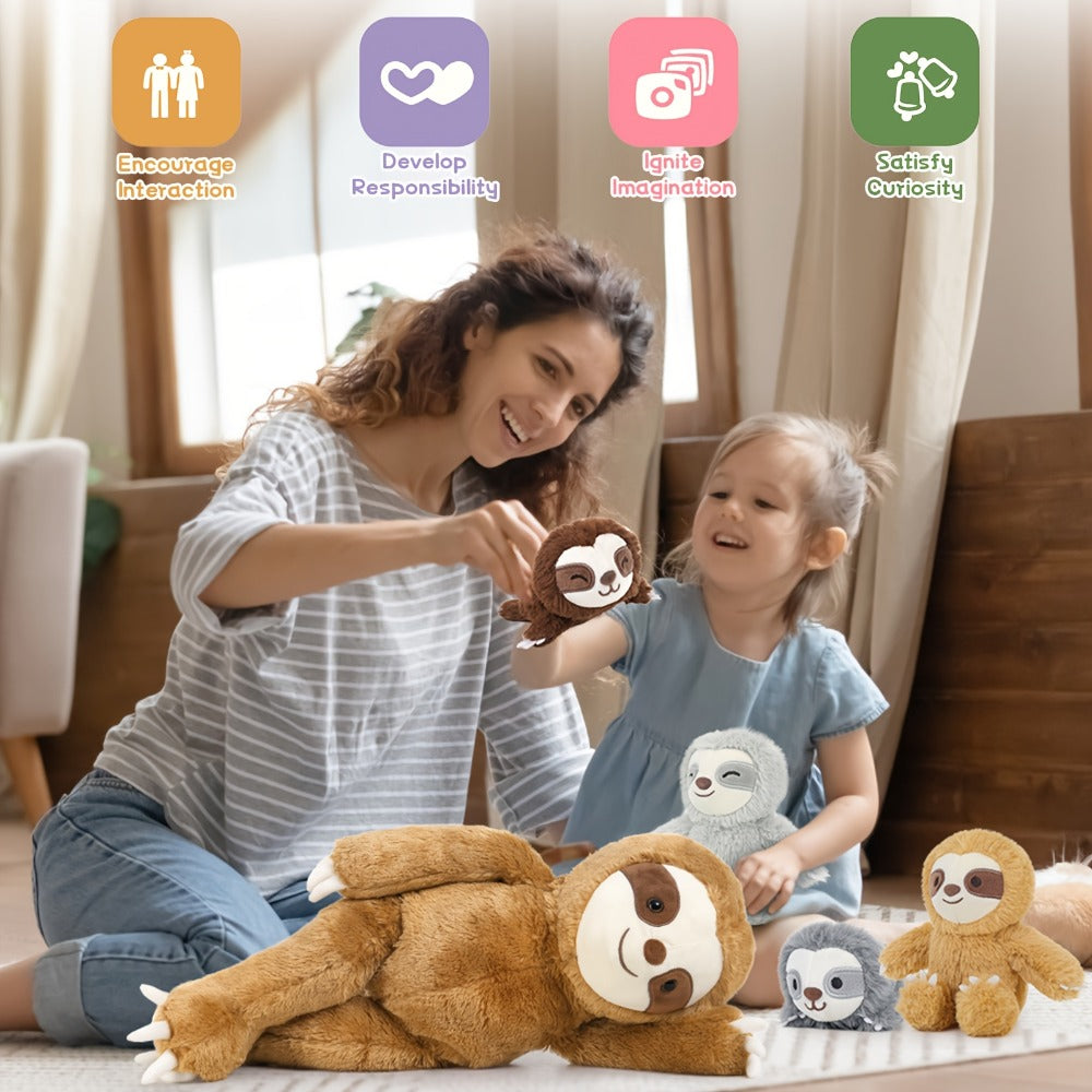 Large Sloth Stuffed Animal Set 5 Pack 22 Inch – Realistic Bradypus Plush with 4 Small Sloth Toys, Birthday Christmas Halloween Gift for Boys Girls Kids by MaoGoLan