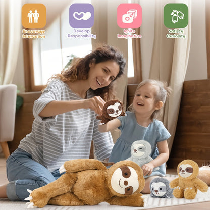 Large Sloth Stuffed Animal Set 5 Pack 22 Inch – Realistic Bradypus Plush with 4 Small Sloth Toys, Birthday Christmas Halloween Gift for Boys Girls Kids by MaoGoLan