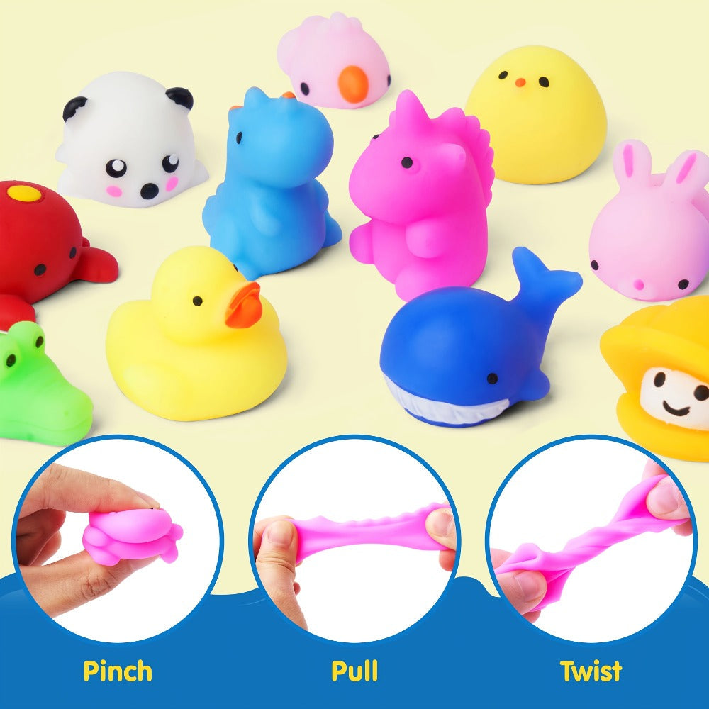 Mini Mochi Squishies 25 Pack – Assorted Animals & Fruit Squishy Toys for Kids Party Favors, Easter Eggs, Goodie Bags, Classroom Prizes & Birthday Gifts