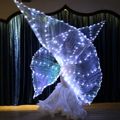 LED Feather Dance Costume Glowing Luminous – Light Up Belly Dance Performance Dress for Women Halloween Christmas Mardi Gras Rave Stage Show White Purple Warm White