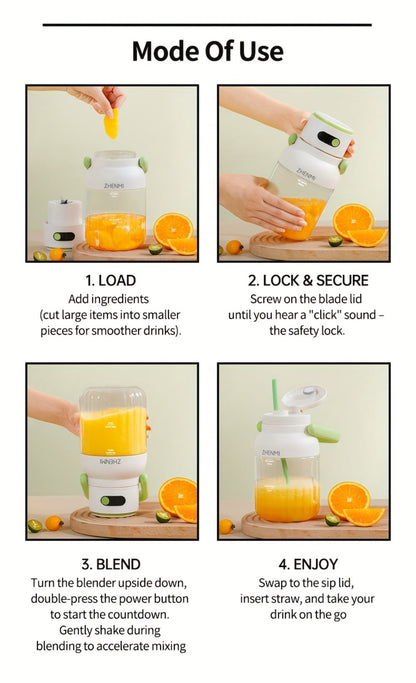 Cordless Portable Blender 33oz USB Rechargeable - Ice Crushing Blender for Smoothies & Shakes, Wireless Personal Blender for Travel Gym Office, BPA-Free, Green Purple Pink