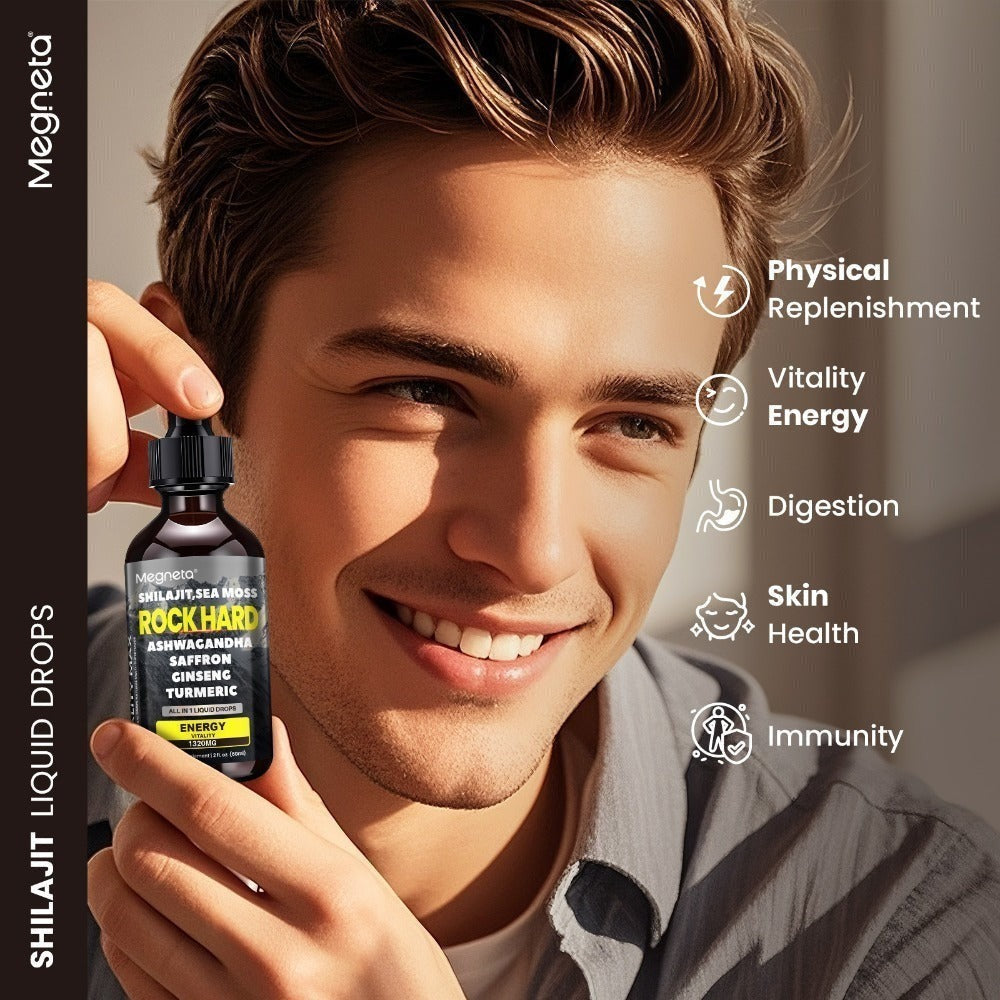 Maca Root Pills with Shilajit Drops for Men – Premium Adaptogen Supplement with Ashwagandha, Sea Moss, Elderberry, Ginger & Saffron | All-in-1 Men's Health Formula | 1 Month Supply | Plant-Based