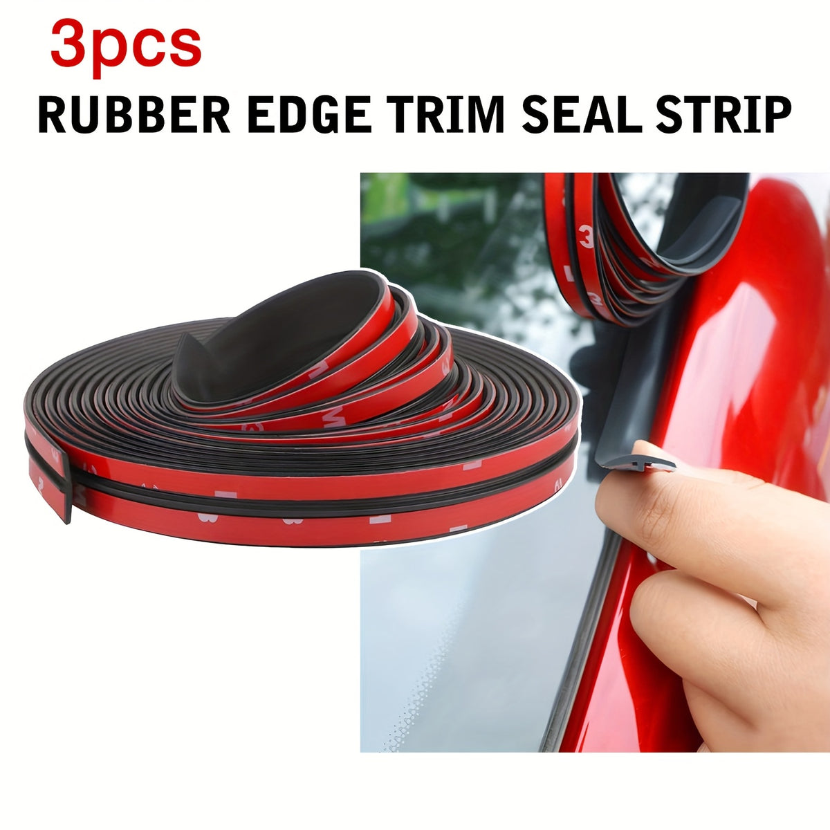 3pcs Premium Rubber Windshield T-Seal Strip, Total 30ft/354inch Windshield Trim Stripping Car Weatherstriping - Noise Reduction, High Quality, Vehicle Weatherproofing | for Car Windshield, Sunroof & Rear Window Sealant, Fits Most Cars