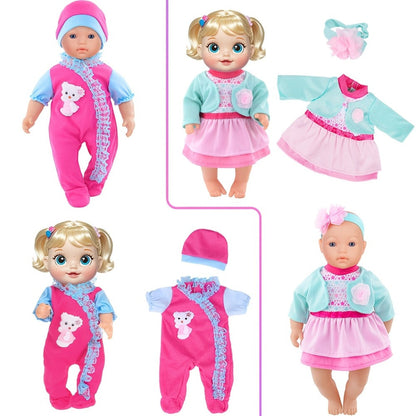 10-Set Baby Doll Clothes for 10 12 14 Inch Dolls – Variety Fashion Outfits Set, Soft Safe Fabric, Easy On Off, Birthday Christmas Gift for Girls Ages 3+ (Doll Not Included)