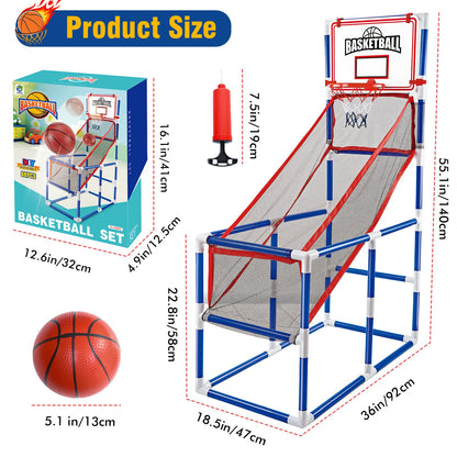 Kids Adjustable Basketball Hoop Set with 2 Balls & Storage – Indoor Outdoor Sport Toy for Ages 3–6, Thick PVC Frame | Best Birthday Christmas Gift for Boys and Girls
