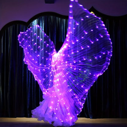 LED Feather Dance Costume Glowing Luminous – Light Up Belly Dance Performance Dress for Women Halloween Christmas Mardi Gras Rave Stage Show White Purple Warm White