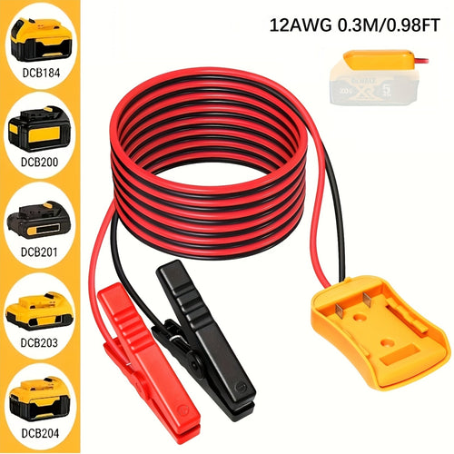 0.98Ft//6.56Ft Car Jump Starter Cable with Adapter, Suitable for Dewalt 18V/20V DCB Battery Starter, Portable Car Battery Pack, ABS Material, Battery Not Included