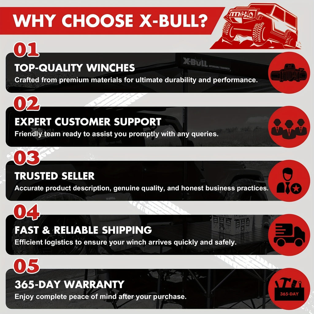 X-BULL 4500/3000/2500Lbs Electric Winch 12V Steel Wire for ATV UTV Boat Truck 4WD