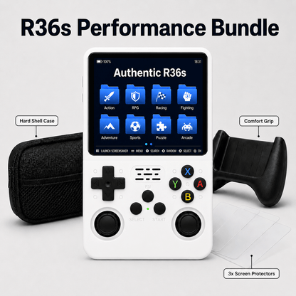 R36S Retro Handheld Game Console ArkOS 3.5" IPS Screen 64GB 128GB – Portable Emulator Gaming Device USB-C 10Hr Battery, Black White Purple, Classic Retro Gaming Gift for Kids Adults