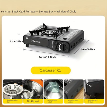 Portable Butane Stove – Cassette Camp Burner with Piezoelectric Ignition & Safety Lock for Camping Hiking BBQ Korean Cooking Outdoor
