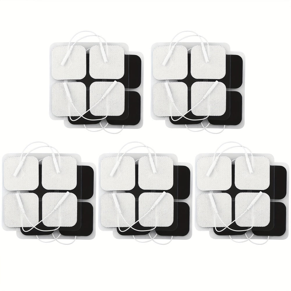 TENS EMS Electrode Pads 40-Pack, 2x2 Inch Reusable Self-Adhesive Replacement Electrode Patches with 2.0mm Pin Connector, Compatible with All TENS EMS Devices, Skin-Friendly Electrotherapy Pads