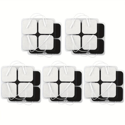 TENS EMS Electrode Pads 40-Pack, 2x2 Inch Reusable Self-Adhesive Replacement Electrode Patches with 2.0mm Pin Connector, Compatible with All TENS EMS Devices, Skin-Friendly Electrotherapy Pads