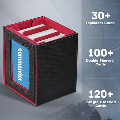 Deck Box Trading Card Storage 100 Double Sleeved Cards Commander Window Display – TCG MTG Pokemon EDH Sports Card Organizer 5 Colors