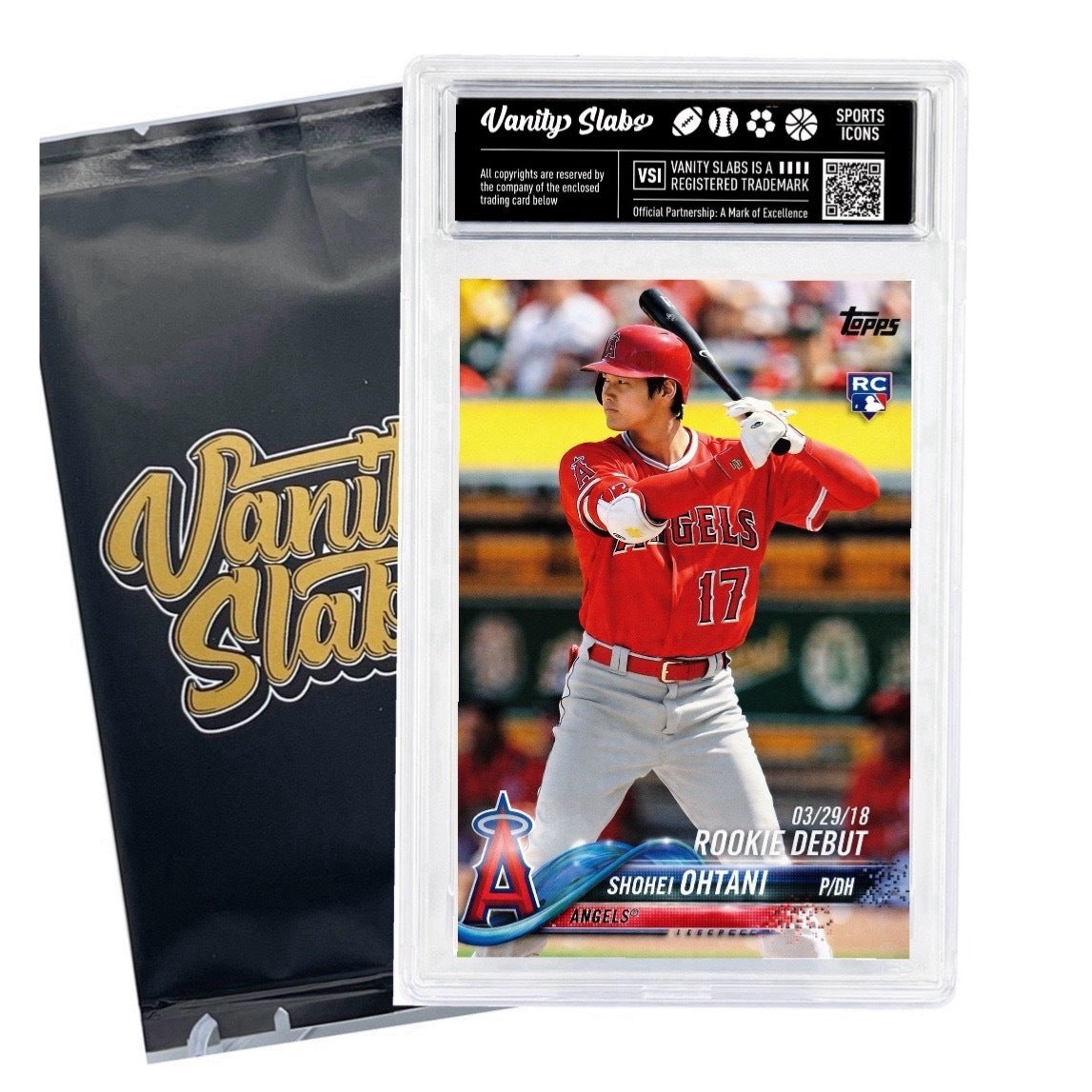 Trading Card Display Slab by Vanity Slabs – Crystal Clear 35pt Card Case + Free Random Trading Card, Fits Pokemon Panini Topps Baseball Basketball, Collector Gift for Kids & Hobbyists