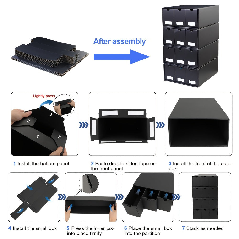 Trading Card Storage Box 12 Drawer with 50 Dividers – Large Cardboard Card Organizer for Sports Cards Baseball Pokemon TCG Playing Cards Collector Gift