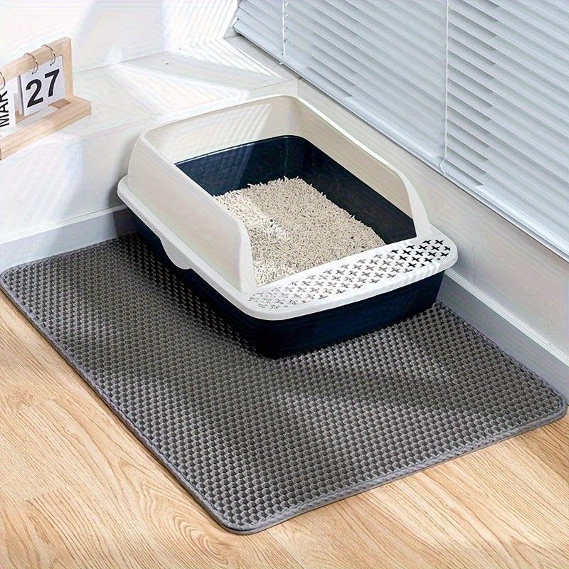Cat Litter Mat Honeycomb Double Layer - Waterproof Urine-Proof Washable Litter Trapping Mat, Reduces Scatter & Easy to Clean, 2 Sizes & 3 Colors for Indoor Cats