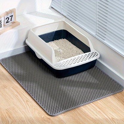 Cat Litter Mat Honeycomb Double Layer - Waterproof Urine-Proof Washable Litter Trapping Mat, Reduces Scatter & Easy to Clean, 2 Sizes & 3 Colors for Indoor Cats