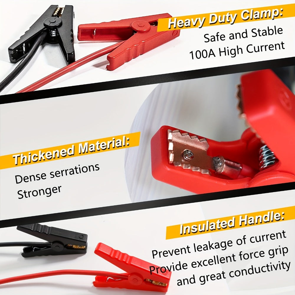 Jump Starter Cable Clip for 20V Tool Battery - 8AWG 5.9FT Portable Car Boost Cable 12V-24V, No Internal Battery Needed
