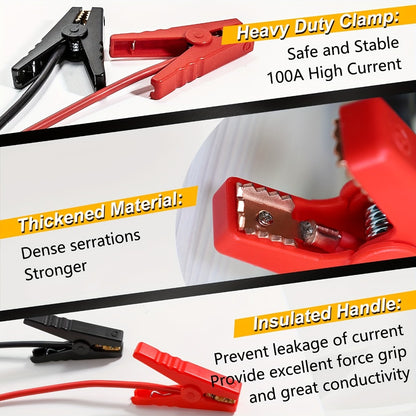 Jump Starter Cable Clip for 20V Tool Battery - 8AWG 5.9FT Portable Car Boost Cable 12V-24V, No Internal Battery Needed