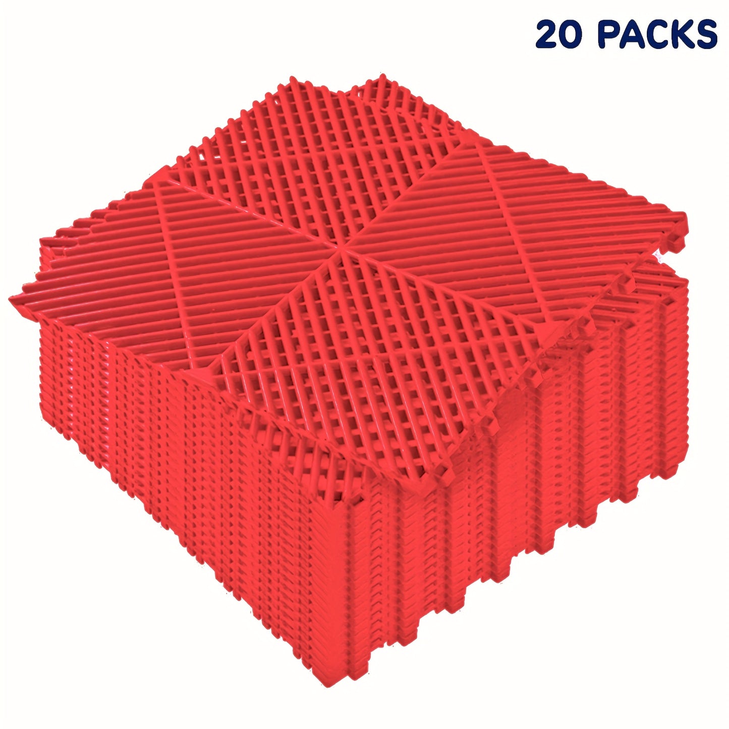 10 Edges And 2 Corners Only Optional 20 Pack 16"x 16"x 0.75"(Thickness) Interlocking Garage Floor Tiles, Modular Drainage Floor Mat, Non-Slip Splicing Interlocking Drainage Mats Floor Tile for Garage Car Wash Basement, Etc