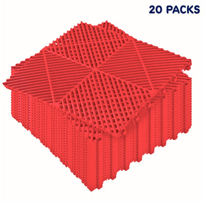 10 Edges And 2 Corners Only Optional 20 Pack 16"x 16"x 0.75"(Thickness) Interlocking Garage Floor Tiles, Modular Drainage Floor Mat, Non-Slip Splicing Interlocking Drainage Mats Floor Tile for Garage Car Wash Basement, Etc