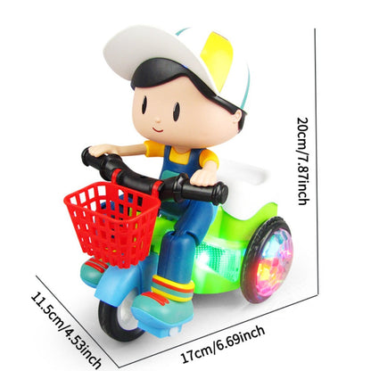 Kids Electric Tricycle Toy Motorcycle with 360° Rotation & Luminous Lights – Push & Power Dual-Mode Stunt Vehicle for Toddlers Boys Girls, Birthday Christmas Gift (Multiple Colors)