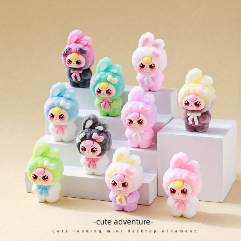 10 cute flocked vertical cute plush dolls, desktop and car decorations, random color delivery