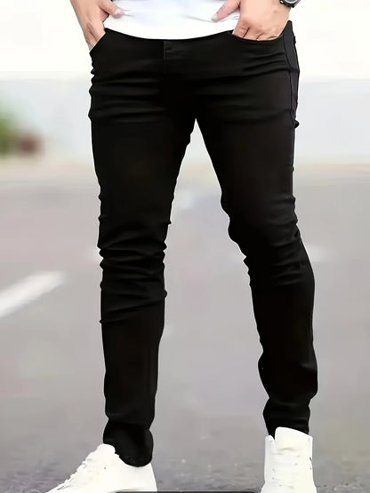 Men's Skinny Jeans - Black Denim Clean Finish