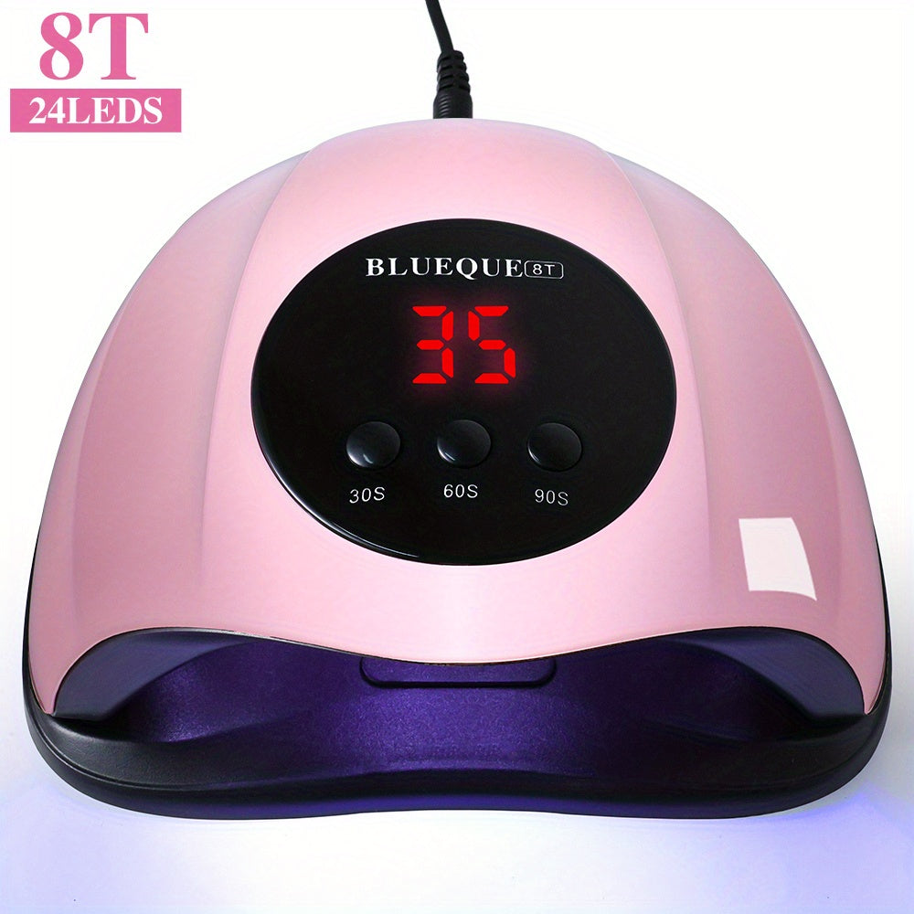 LED Nail Lamp Professional LCD Display Auto Sensor 4 Timer Settings USB Powered Instant Gel Polish Curer No Adapter Needed for Home Salon Manicure Pedicure DIY Nail Art Pink White
