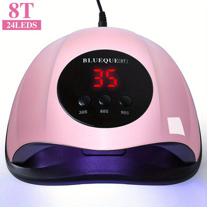 LED Nail Lamp Professional LCD Display Auto Sensor 4 Timer Settings USB Powered Instant Gel Polish Curer No Adapter Needed for Home Salon Manicure Pedicure DIY Nail Art Pink White