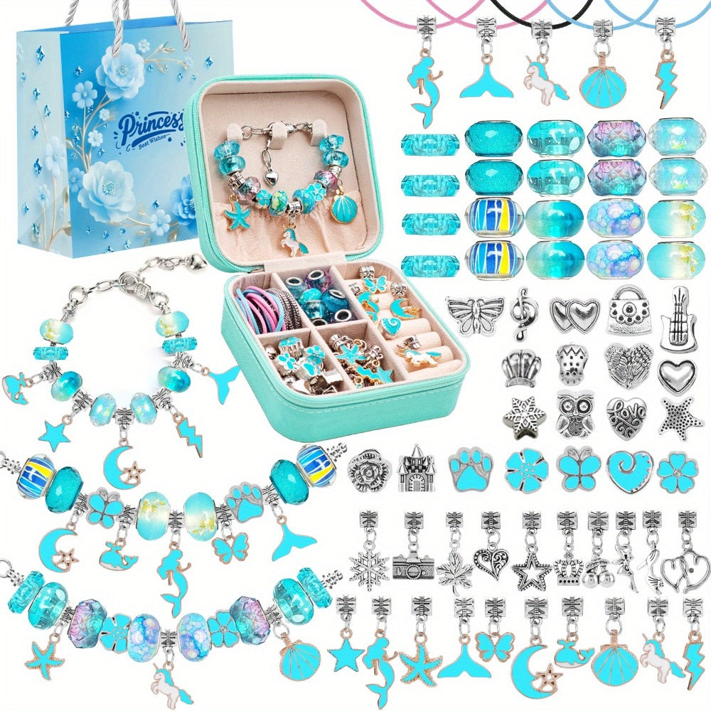 Bracelet Making Kit for Girls & Women – DIY Unicorn Mermaid Jewelry Craft Set with Portable Jewelry Box, Handmade Beaded Bracelet, Birthday Christmas Valentine's Day Graduation Gift