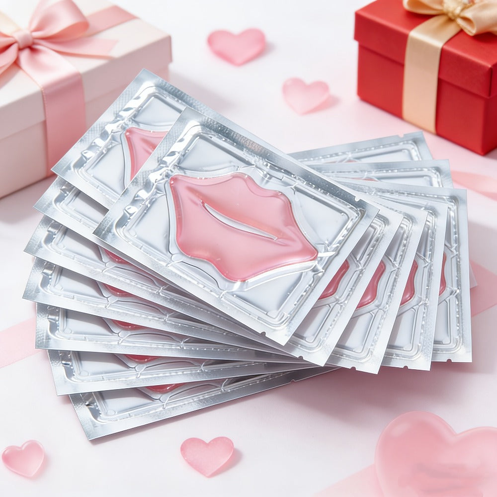 Lip Mask 50 Pcs Crystal Pink Hydrating Patches – Deep Moisturizing Lip Treatment for Dry Dull Lips, Plumping Lip Care Gift Set for Women Mothers Bulk Party Favor