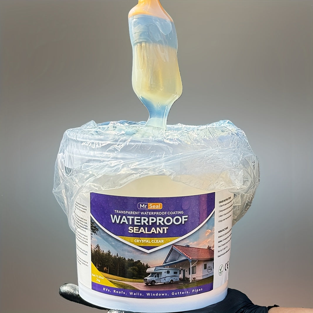 4.41LB RV Waterproof Sealant - Covers an Area of Up to 160 Square Feet at a Thickness of 1/12", Perfect for RV Roofs, Windows, Gutters, And More, Long-Lasting And Flexible Sealant for Home Renovation, Roof Sealant, Multi-Purpose Sealant