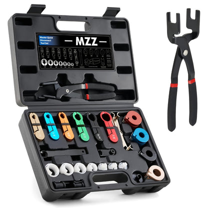 Fuel Line Disconnect Tool Kit 26pcs – Master Quick Disconnect Set with AC & Transmission Disconnect Pliers for Fuel Line Removal, Push-Connect & Snap-Lock Fittings