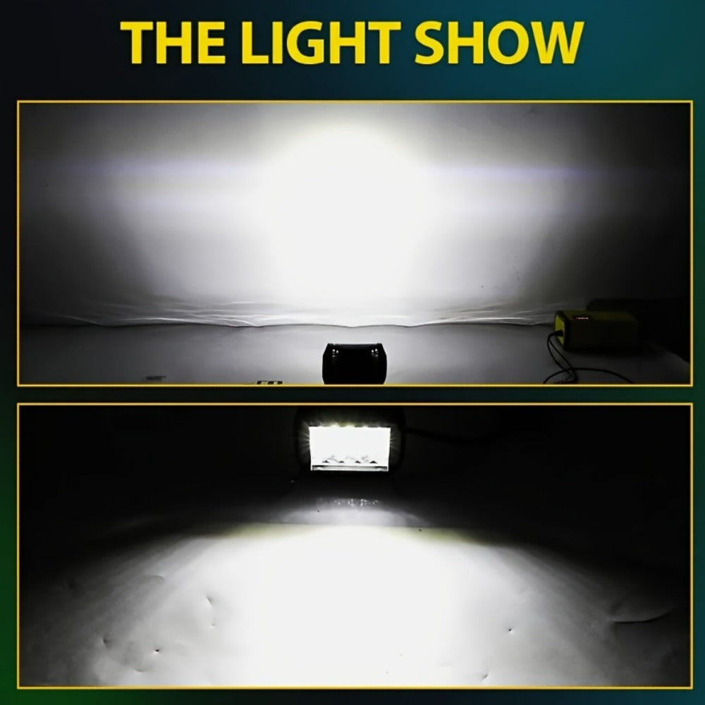 Off-Road LED Light Bar Kit 2x10 Inch Bar + 4x4 Inch Spot Lights – High-Intensity Driving Lights for Jeep Truck SUV Car 4x4 Off-Road Universal Fit