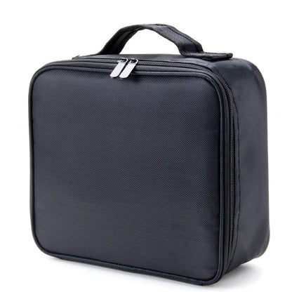 Large Makeup Bag for Women Travel Toiletry Case Durable Fabric Cosmetic Organizer Sturdy Handle Easy Clean Lining for Brushes Lipstick Skincare Beauty Storage Pouch Black 10.24x9.06 Inch