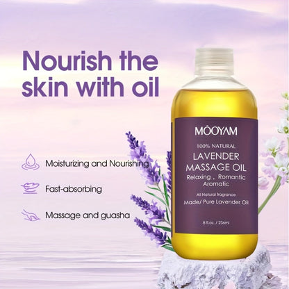 Body Massage Oil with Lavender, Nut Oil & Grapefruit - Deeply Moisturizing Aromatherapy Oil for Dry Skin, Relaxation & Nourishment, Lightweight Non-Greasy Formula for Women & Men