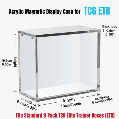 Pokemon Acrylic Display Case with UV Protection – 6MM Thick Crystal Clear Case for Booster Box & Elite Trainer Box, Self-Closing Cover, Polished Corners, Collector Gift