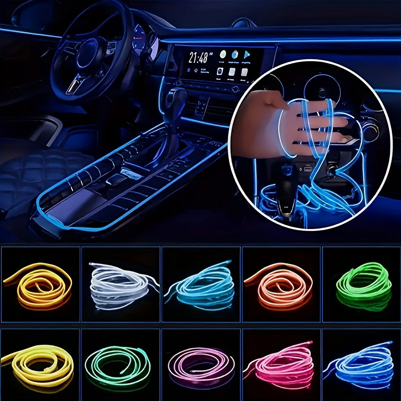 3m 7-color Automotive Interior Light with APP Control And Music Sync Rhythm Ambient Lighting Kit for Doors, Console And Dashboard