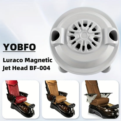 Magnetic Pipeless Jet Head Motor Replacement for Pedicure Spa Chair — Rotating Jet with Propeller & Cap, 4-Pin Connection, Luraco Compatible, Easy Clean, Durable Plastic, Grey