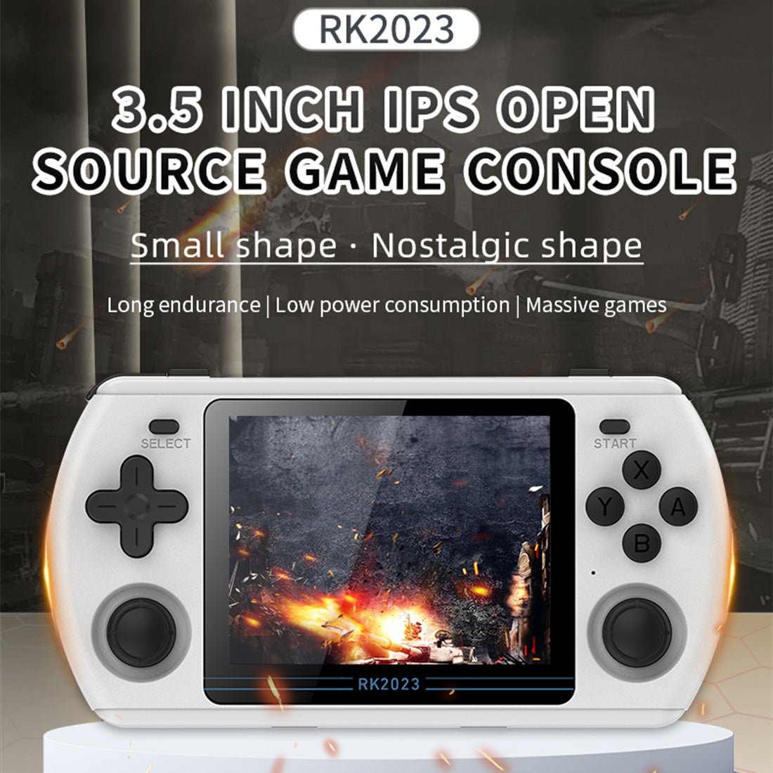 Retro Handheld Game Console Powkiddy RK2023 3.5 Inch IPS RK3566 Quad-Core 8-Hour Battery Dual TF Card HDMI Output Linux Emulator Portable Gaming Device