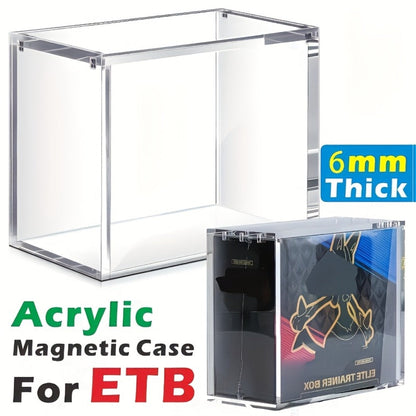 Acrylic Display Box for Pokemon ETB & Trading Cards – 6mm Stackable Magnetic Dustproof Case for Elite Trainer Box, Sports Memorabilia & Collectibles Showcase