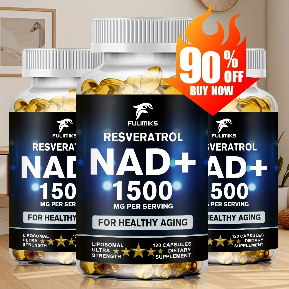 NAD+ Supplement with Nicotinamide Riboside & Resveratrol — Cellular Energy, Healthy Aging, Brain Health & DNA Repair Support, 120 Capsules for Women & Men